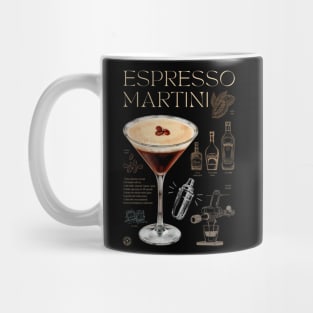 Elegant Espresso Martini Cocktail Recipe Vintage Chalkboard Art Mug
